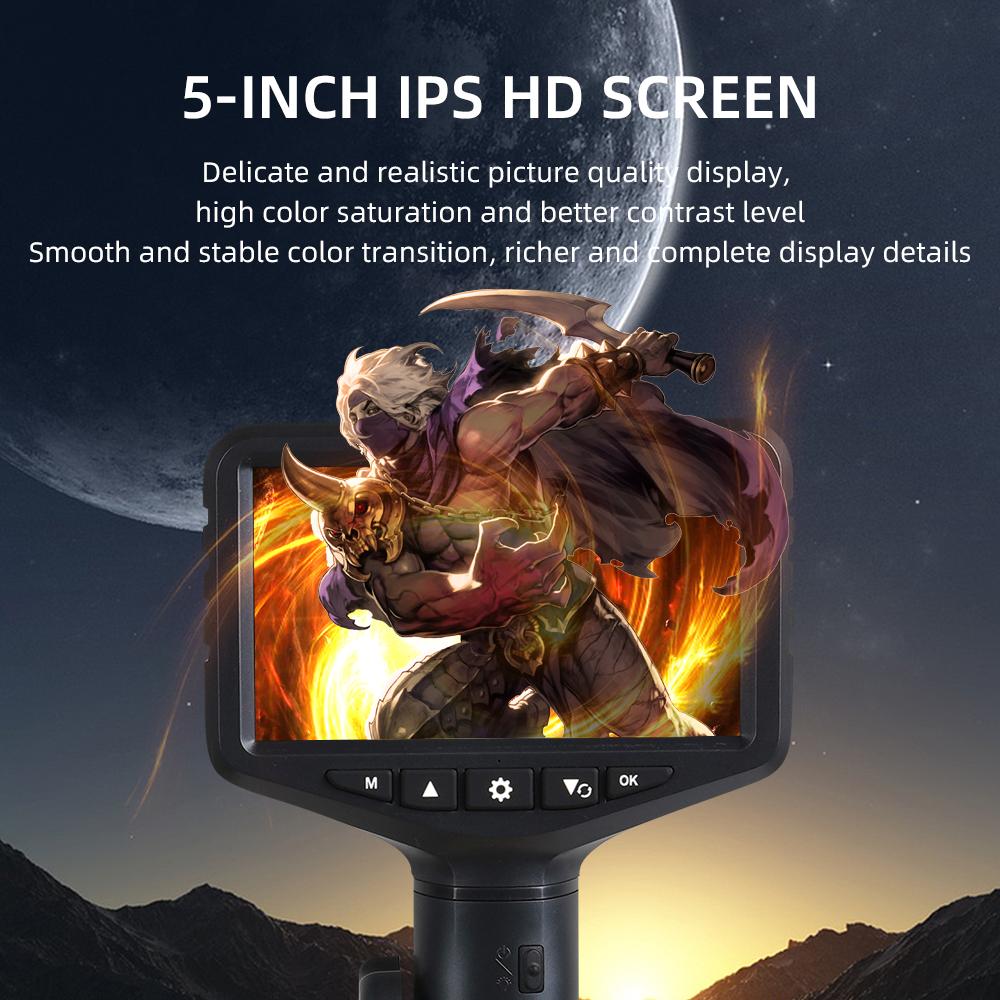 WDLUCKY Camera Nội Soi Công Nghiệp 5 "Màn Hình IPS HD1080P 4 Ống 6.3 8.5MM Kiểm Tra Ô Tô Borescope IP68 Đèn LED Chống Nước 3000MAh