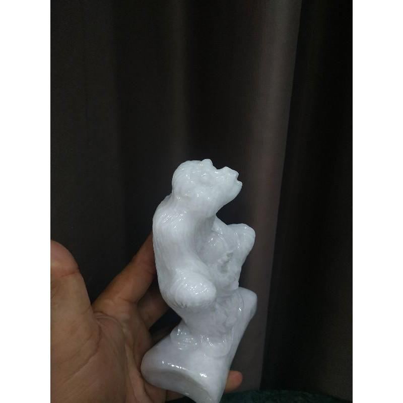 Tượng khỉ đá trắng cao 15cm