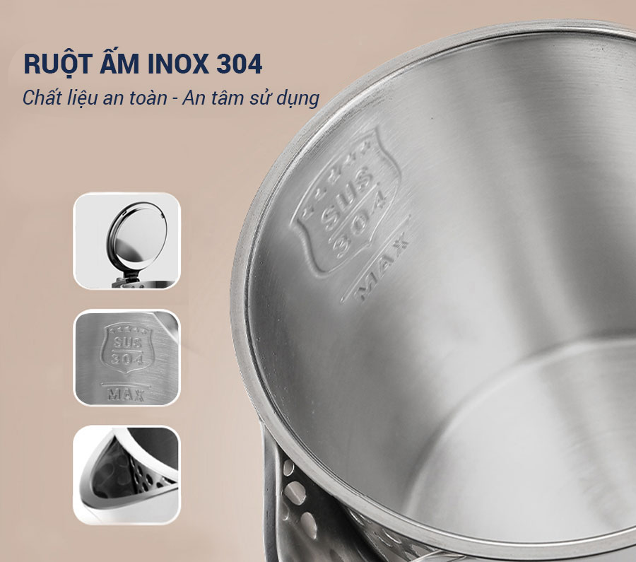 Ấm Siêu Tốc Điện SMARTCHOICE SCG-K005 1.8L 1800W, 3 Lớp Cách Nhiệt, Sôi Nhanh BH 18 Tháng Hàng Chính Hãng