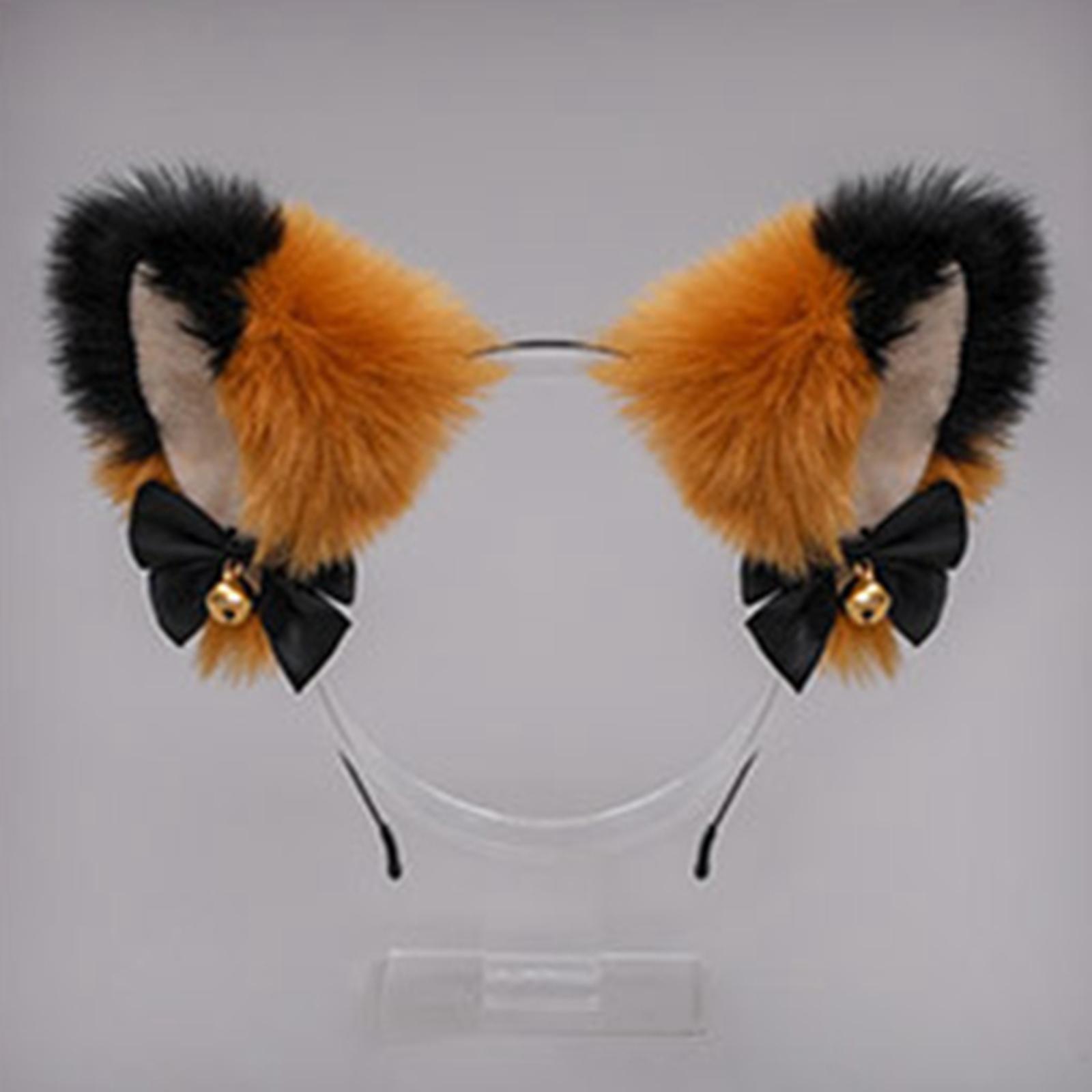 2Pcs Plush Fox Ears and Tail Set Faux Fur Long Tails Cosplay Party Prop