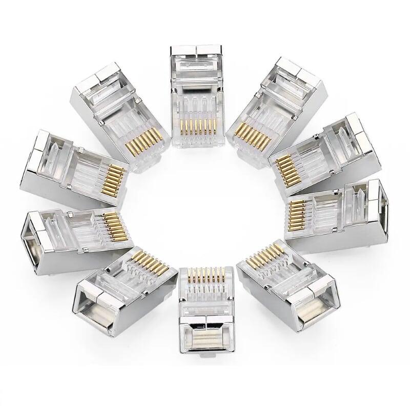 Ugreen UG20333NW111TK 10pcs Đầu bấm mạng RJ45 chuẩn Cat6 + Cat6e bọc inox chống nhiễu - HÀNG CHÍNH HÃNG