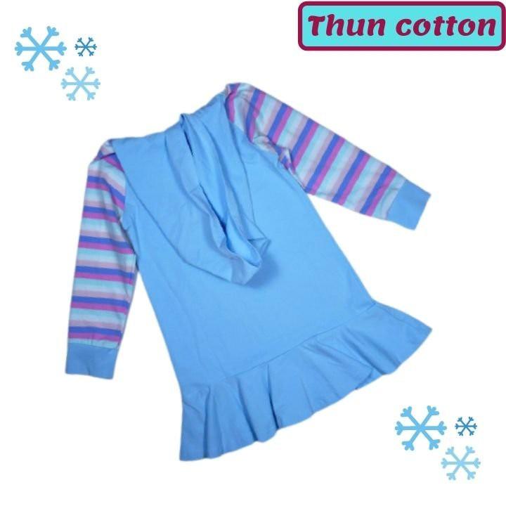 Đầm bé gái Elsa tay dài từ 10-42kg- đầm xòe có nón thun cotton thấm hút mồ hôi - Hương Nhiên