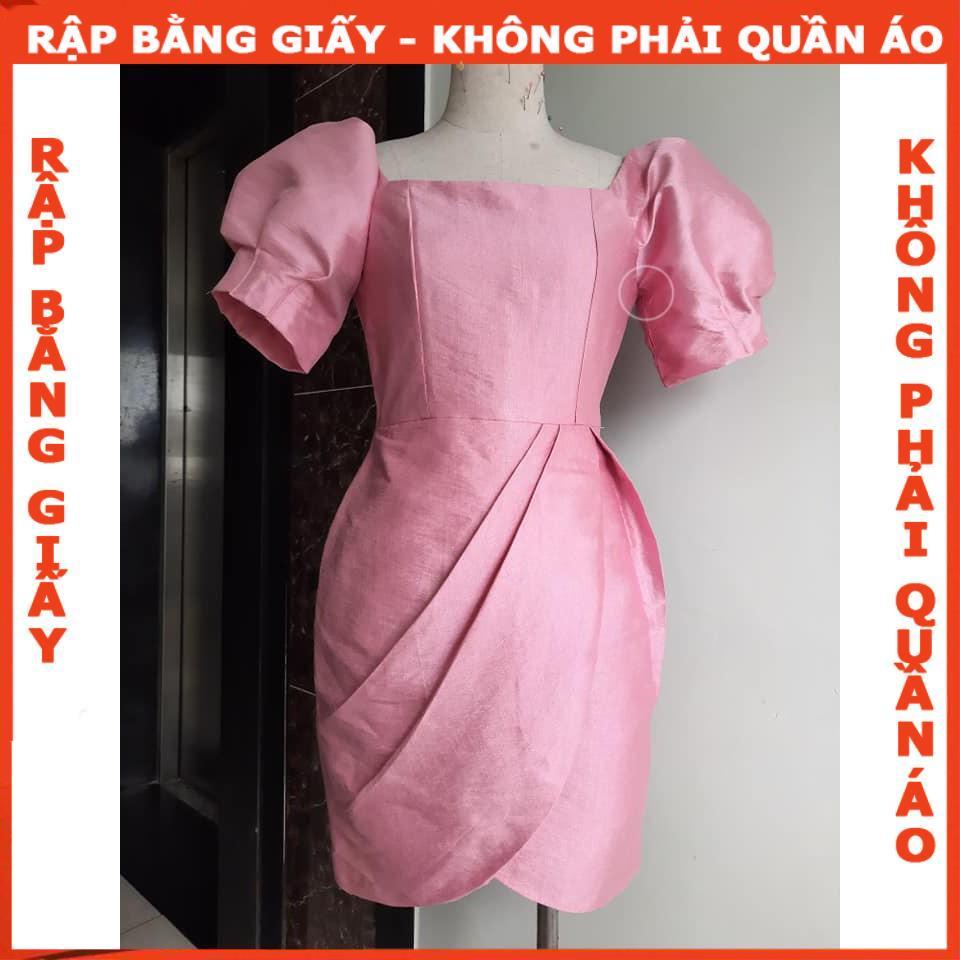 Rập giấy đầm cổ vuông tay phồng mã 1087 (BẢN VẼ)