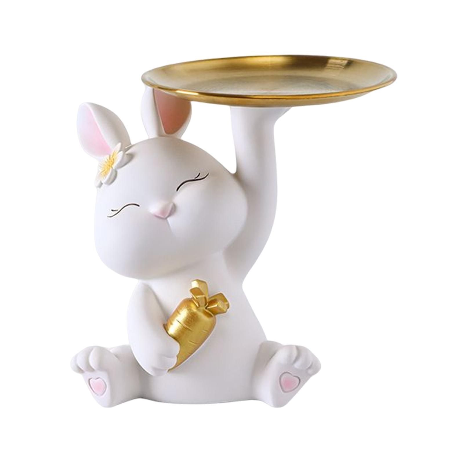 Bunny Statue Storage Tray Desk Organizer for Shop Tabletop Dining Room