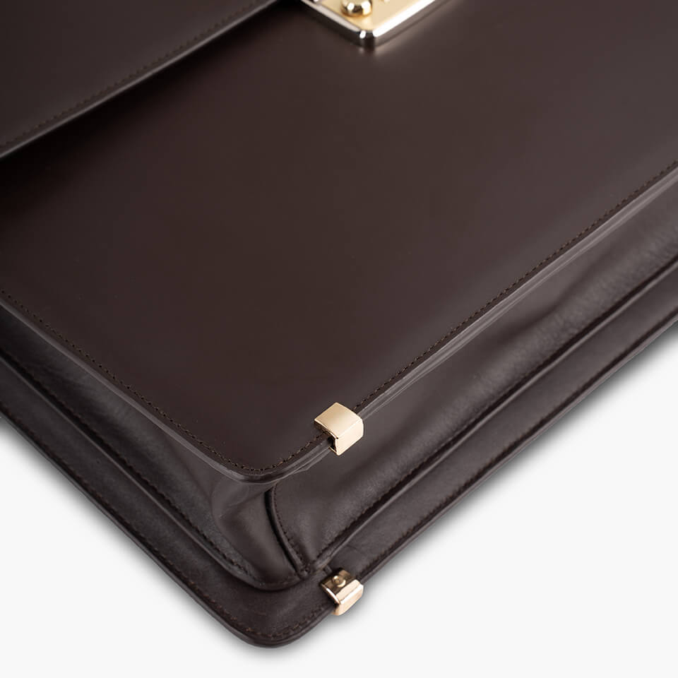 Túi Xách Nam Dáng Hộp Cặp Da Doanh Nhân GENCE CTS18 Da Bò Khóa Số Cao Cấp Màu Nâu