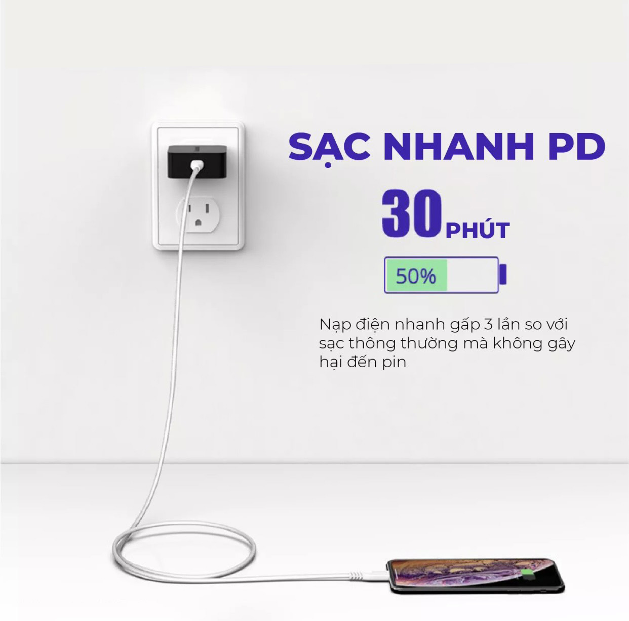 Cáp sạc USB-C sang Lightning nylon bện, hỗ trợ sạc nhanh PD cho các thiết bị iOS của bạn, bao gồm iPhone XS / XS Max / XR, iPhone X / 8/8 Plus Dài 1.2m Tronsmart - Hàng chính hãng