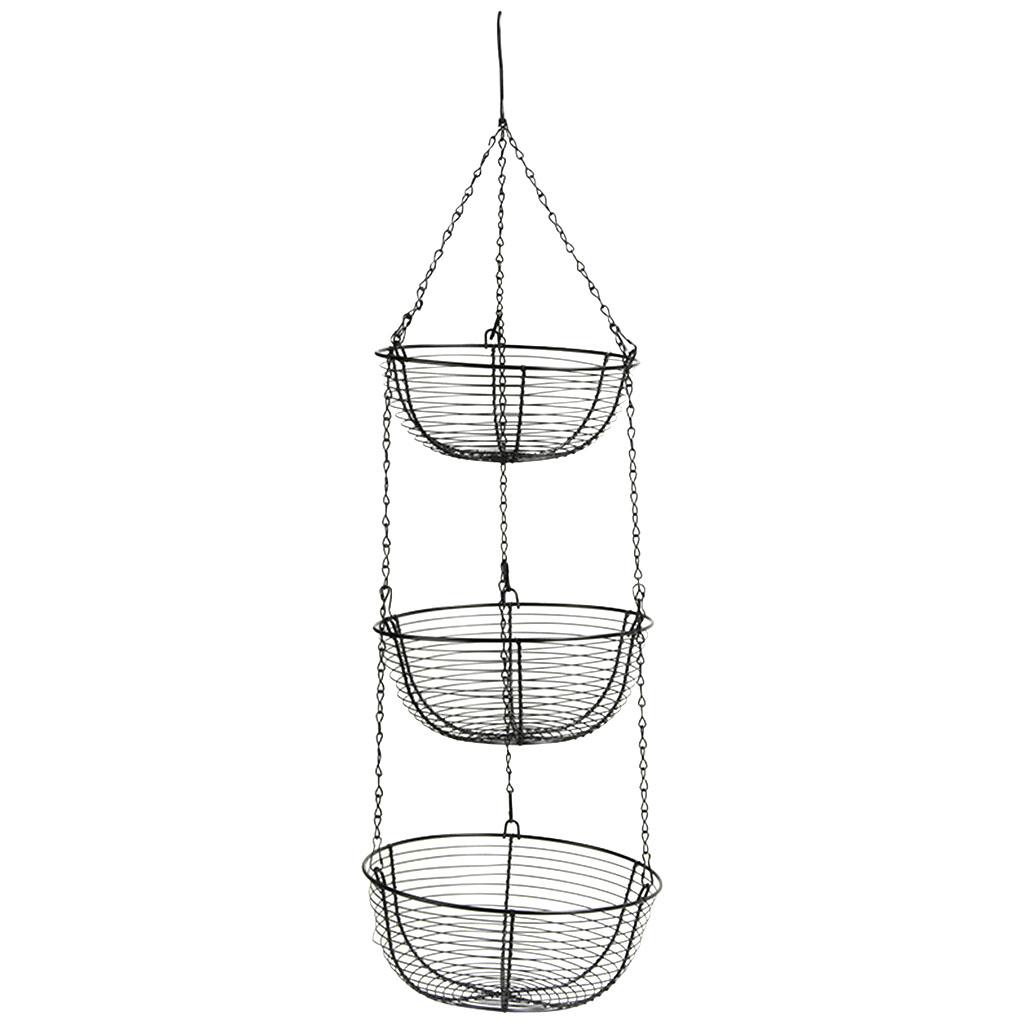 3-Tier Iron Hanging Fruit Basket Organizer for Kitchen Dining Room Table