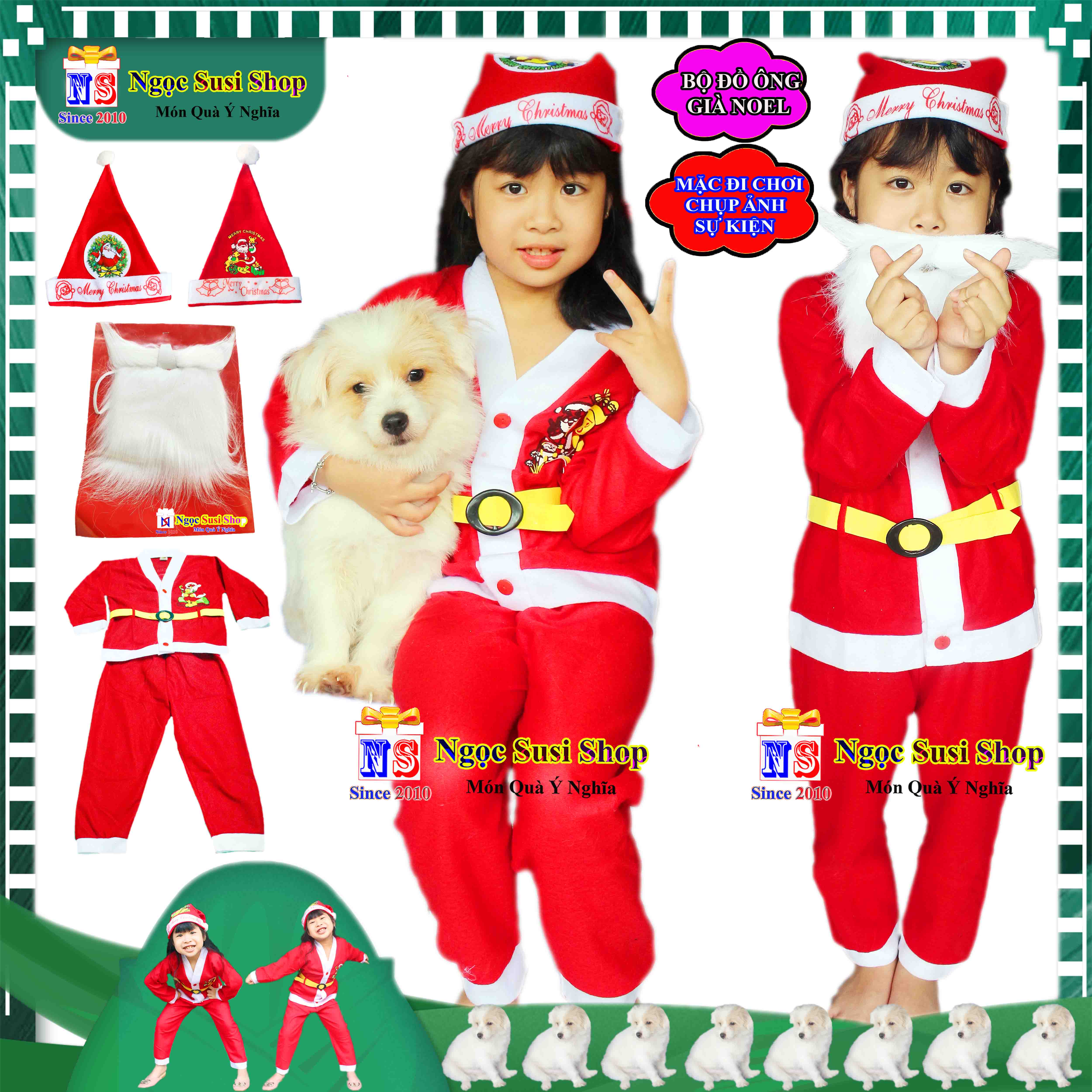 BỘ ĐỒ NOEL CHO BÉ QUẦN ÁO ÔNG GIÀ NOEL CHẤT VẢI NỈ TỪ 1 - 10 TUỔI - TRANG PHỤC NOEL GIÁNG SINH