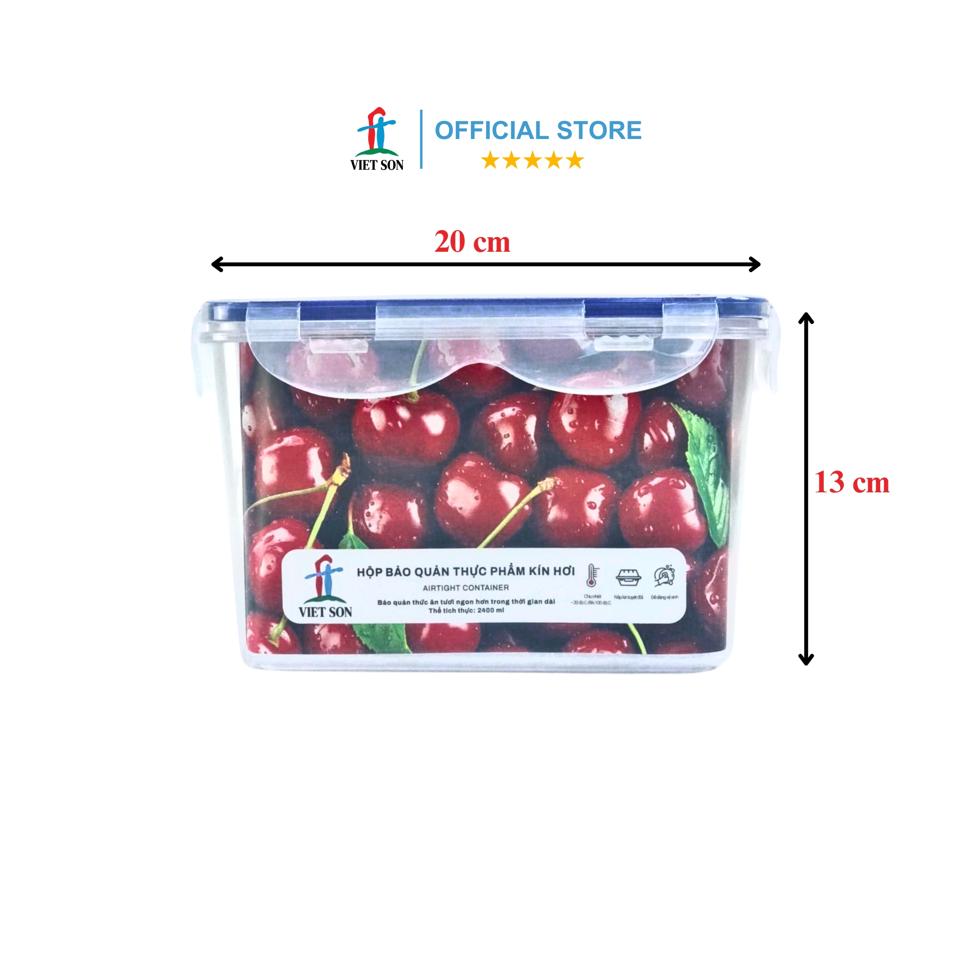 Bộ 3 Hộp Đựng Thực Phẩm VIETSON (1300-2400-3200ml) Nắp Khóa 4 Cạnh Kín Hơi