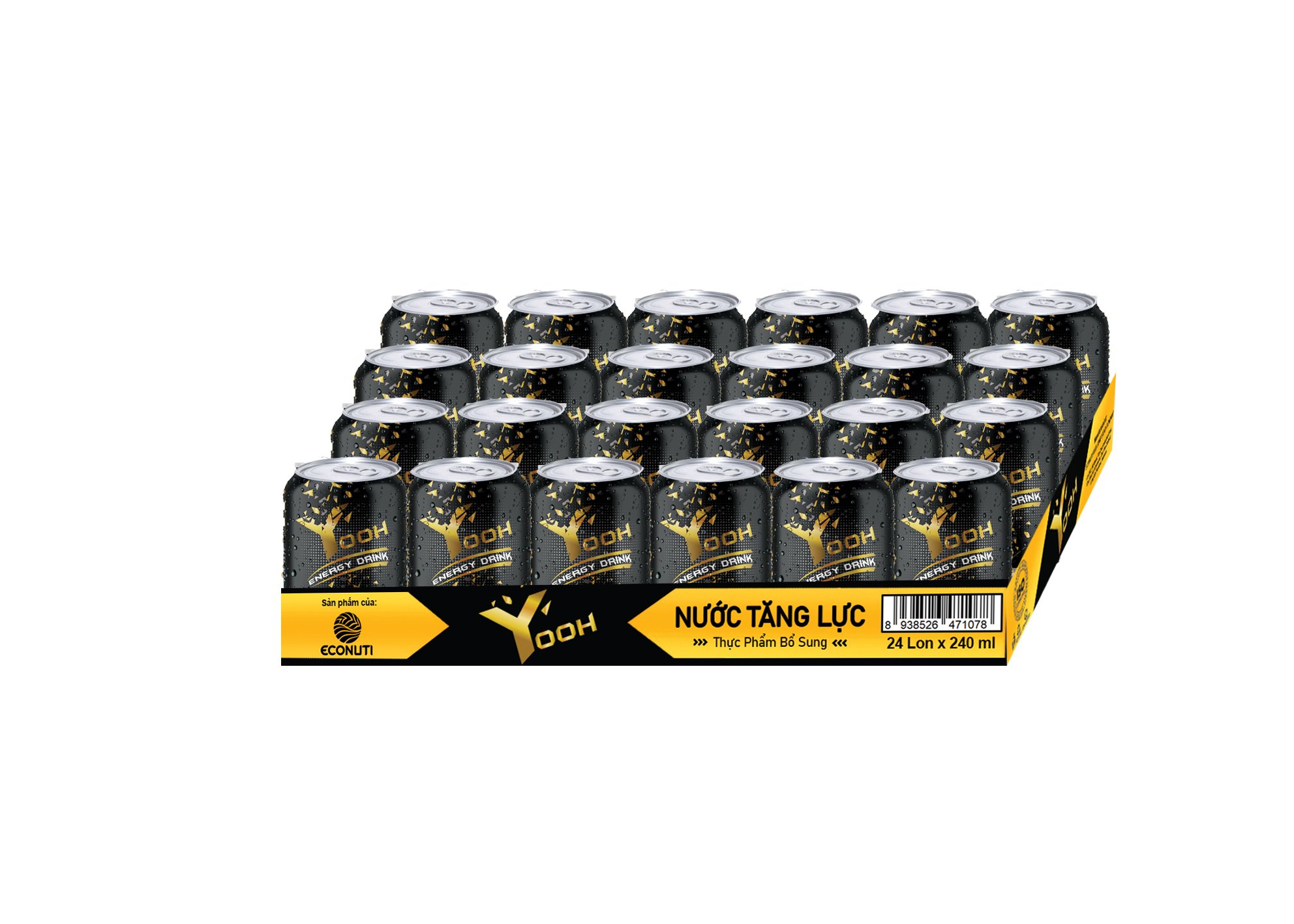 Thùng 24 lon Nước Tăng Lực YOOH vị nguyên bản nạp tung năng lượng bừng tỉnh tức thì