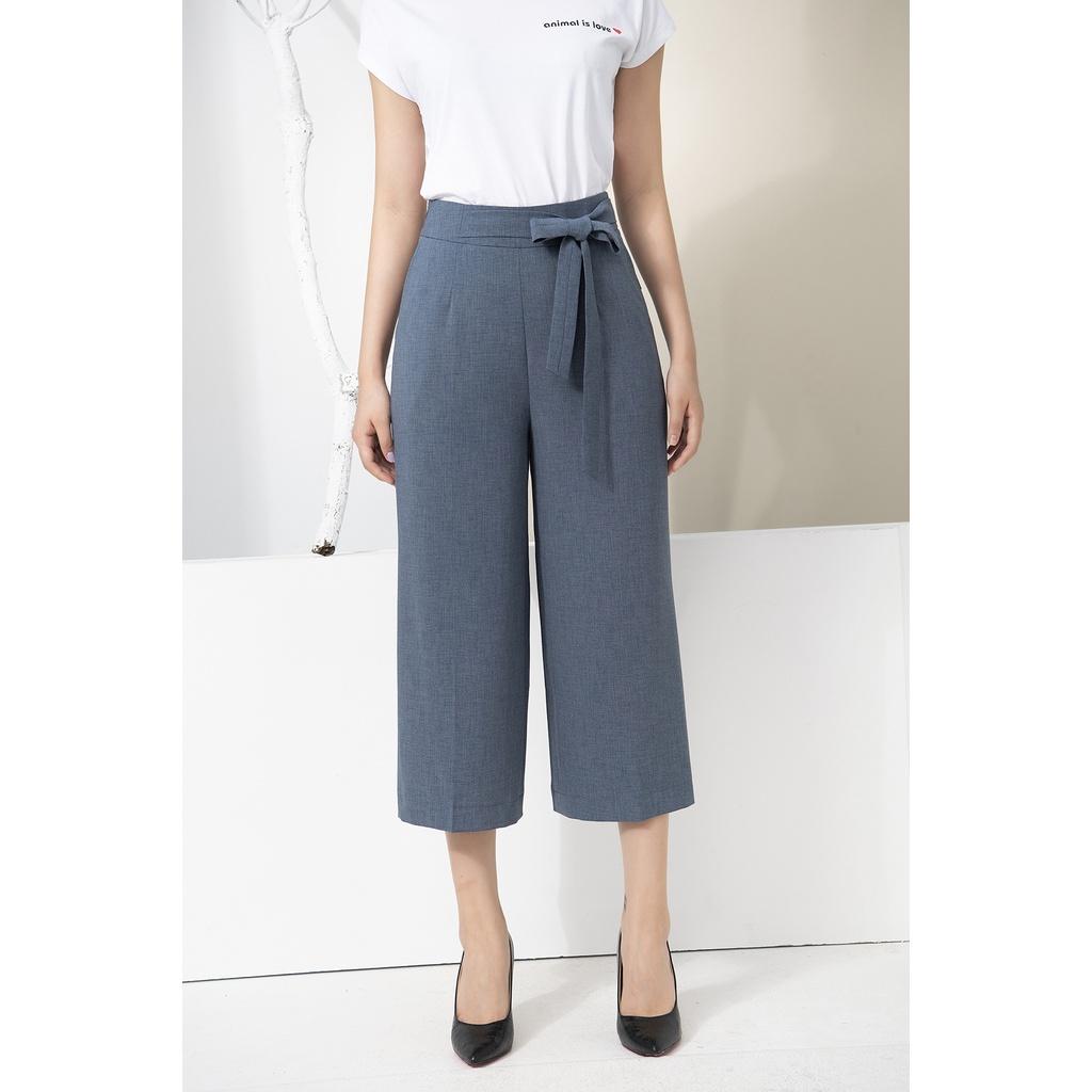 Quần culottes ống lửng đai nơ LUPERI chất liệu đũi xước không nhăn không xù LFCL769