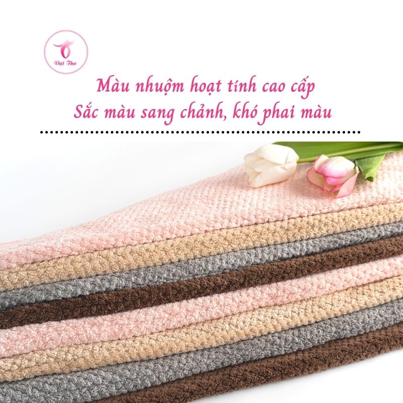 Khăn quấn tóc gội đầu nhanh khô cao cấp sợi Microfiber Việt Thư công nghệ Nhật siêu thấm nước, siêu mềm, bảo vệ tóc - Hàng Chính Hãng