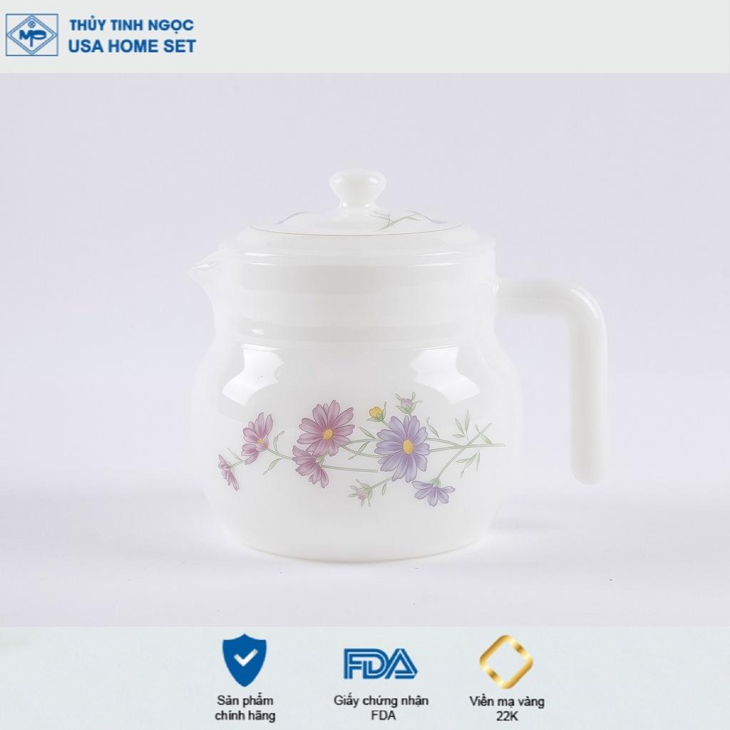 Ấm café 1.4L viền vàng 22K các mẫu hoa văn Thủy Tinh Ngọc USA Homeset cao cấp nhập khẩu chính hãng