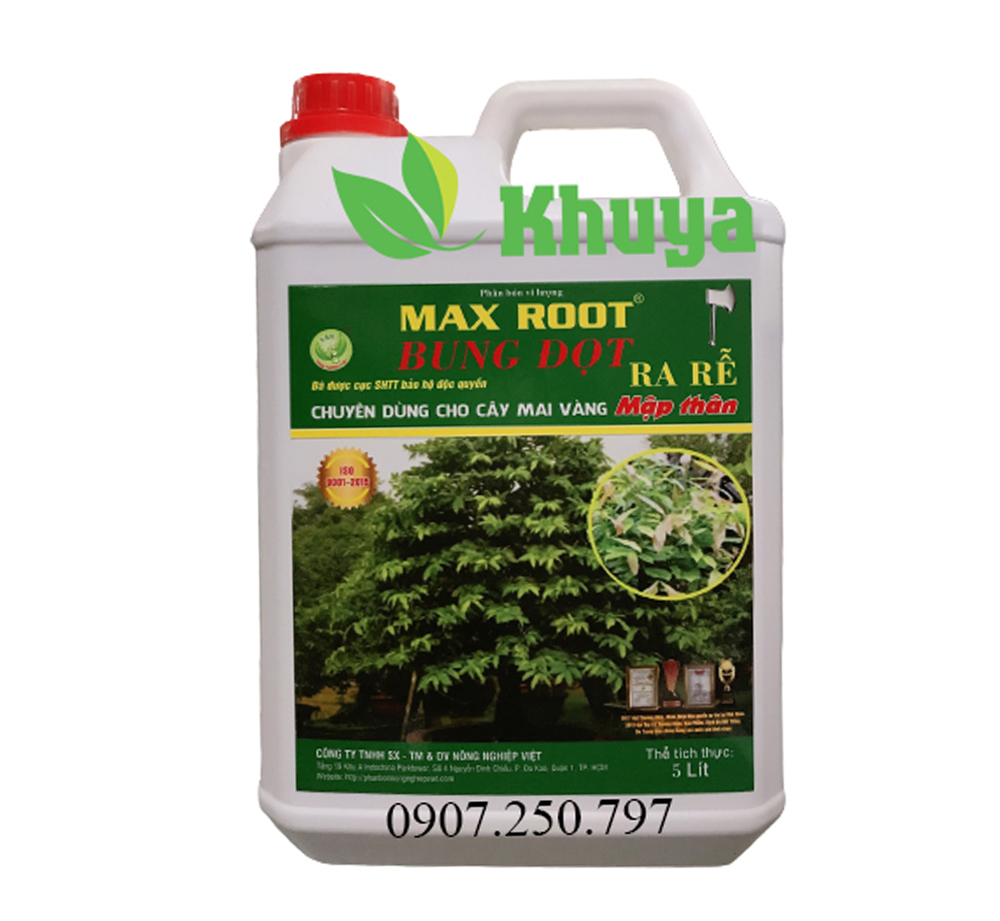 Phân bón vi lượng Max Root Bung Đọt Ra Rễ can 5 lít kèm Dưỡng 500ml
