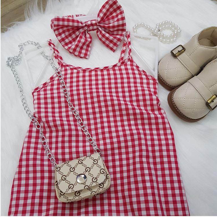 Váy bé gái,đầm bé gái 2 dây sọc caro chất liệu lụa cao cấp SIÊU DỄ THƯƠNG 8-22kg Angel Baby Thời Trang Thiết Kế