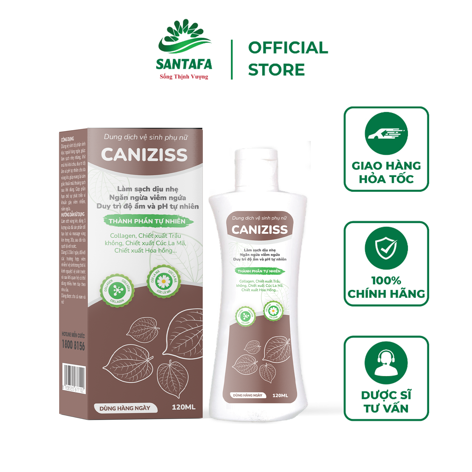 Dung Dịch Vệ Sinh Phụ Nữ Caniziss Khử Mùi Hôi, Giúp Làm Sạch Nhẹ Nhàng, Duy Trì Độ Ẩm Và pH Tự Nhiên Cho Da Chai 120ml