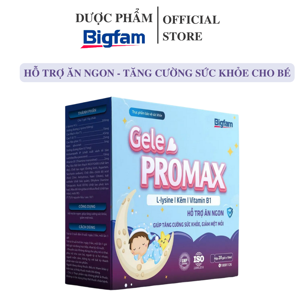 Thực phẩm bảo vệ sức khỏe cho bé gel hỗ trợ ăn ngon GELE PROMAX Bigfam