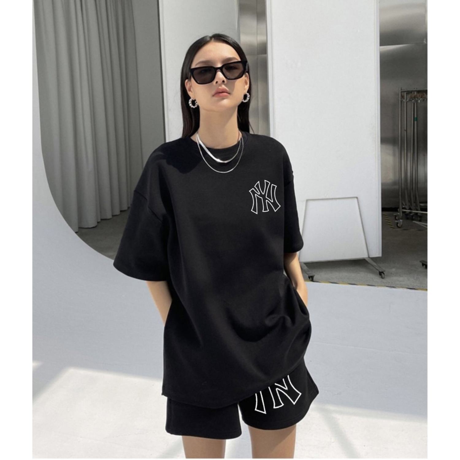 Bộ Quần Áo Nam Nữ Thiết Kế NY Chất Liệu Cottom Cao Cấp Form Rộng Tay Lỡ Phong Cách Trẻ Trung Năng Động Cá Tính Unisex