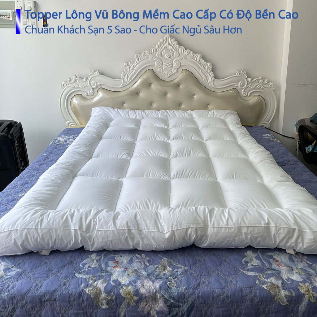 Topper Lông Vũ Cao Cấp Chuẩn Khách Sạn 5 Sao Tấm Làm Mềm Nệm Topper Toper Nệm Đệm Tấm Bảo Vệ Nệm Miếng Lót Nệm Topper Trải Giường Tấm Đệm Toper - Hệ Thống Nệm