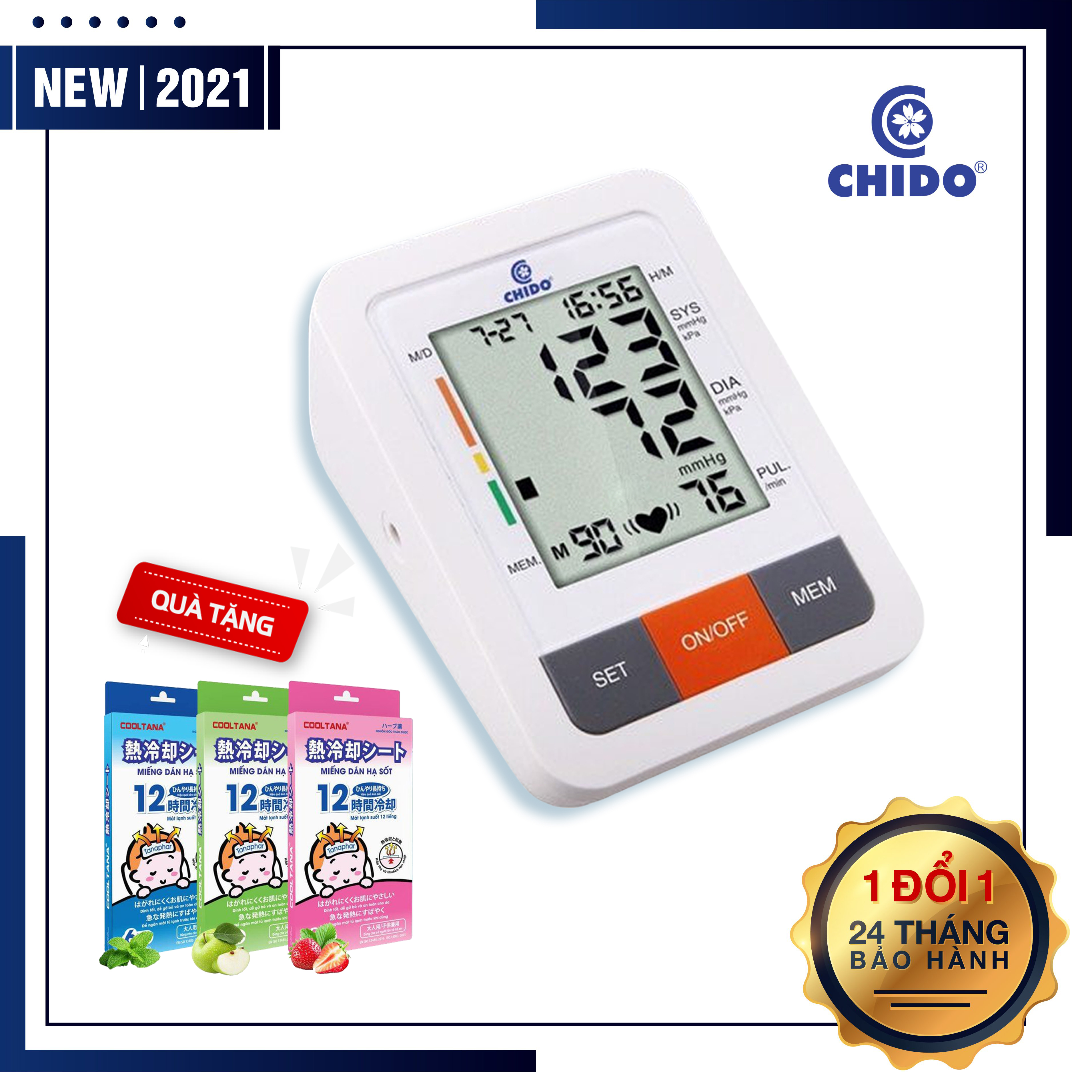 Máy Đo Huyết Áp Điện tử Bắp Tay Chido CHÍNH HÃNG Đo Nhịp Tim Công Nghệ Nhật Bản Phiên bản 2021