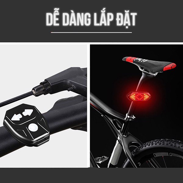 Đèn xe đạp xi nhan không dây siêu nhậy lắp cột yên 5 chế độ sáng KÈM CÒI - Hàng chính hãng dododios