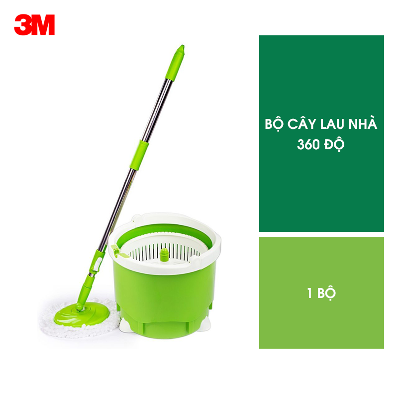 Bộ cây lau nhà 360 độ Scotch - Brite 3M Đa năng, thông minh với lồng giặt và vắt tích hợp, nhỏ gọn tiết kiệm không gian