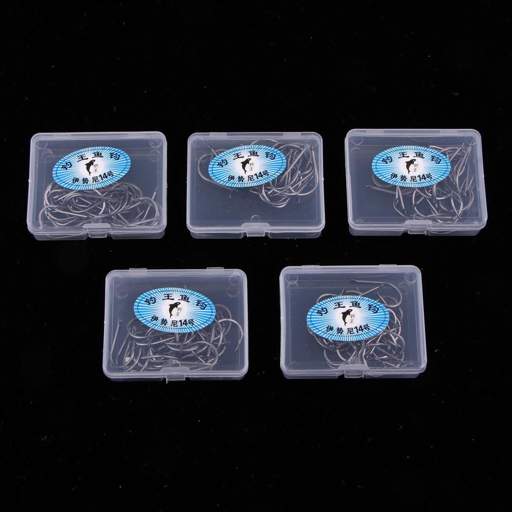 5 Boxes Fishing Hooks With Barbed Crab Hooks Outdoor Sports