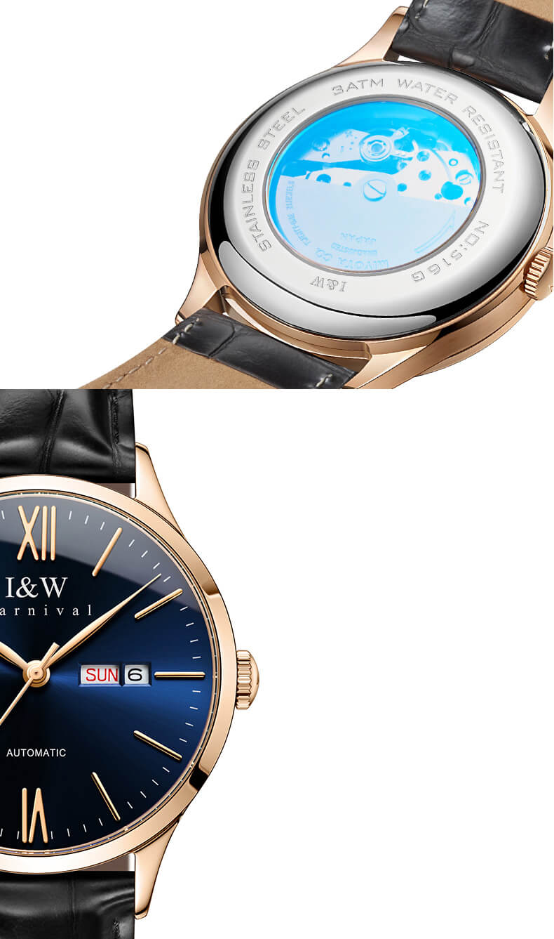 Đồng hồ nam chính hãng IW CARNIVAL IW529G-2 Kính sapphire ,chống xước ,Chống nước 30m ,Bảo hành 24 tháng,Máy cơ (Automatic),dây da cao cấp, thiết kế đơn giản dễ đeo