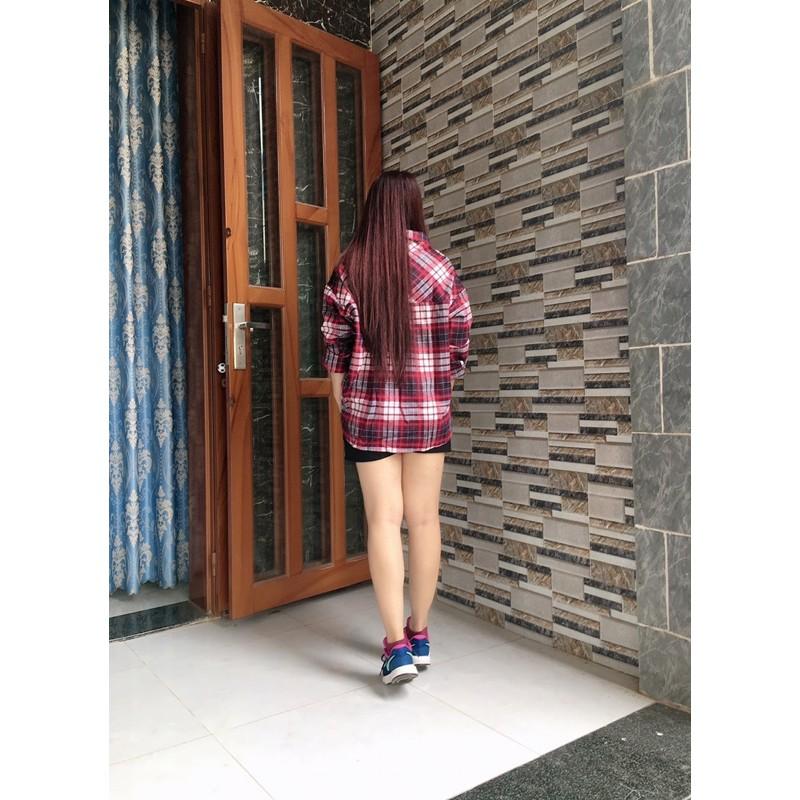Áo sơ mi oversize 2 cổ caro