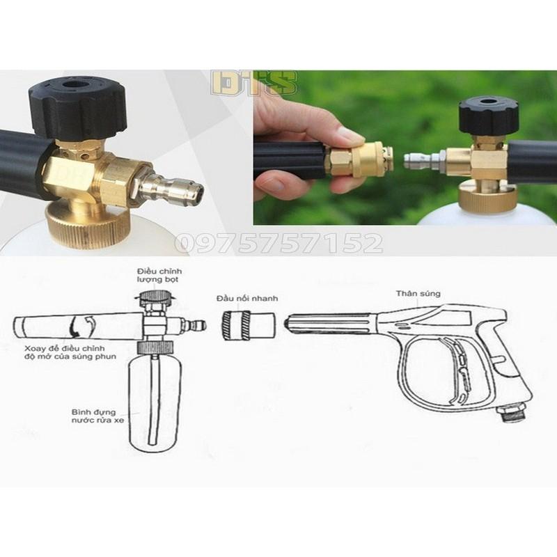 BỘ SÚNG XỊT RỬA VÀ BÌNH TẠO BỌT TUYẾT CAO CẤP CHO MÁY RỬA XE ÁP LỰC CAO