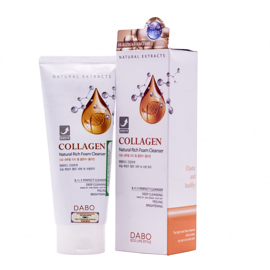 Sữa rửa mặt Hàn Quốc Dabo Collagen Natural Rich Foam Cleanser chuyên dung cho da dầu và lão hóa (180ml) – Hàng chính hãng.