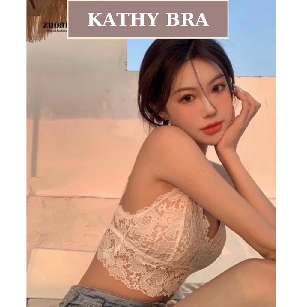 A10 Áo Bra Ren Bralette KATHY BRA Hai Dây Có Mút Ngực Không Gọng Kiểu Dáng Croptop Ren mềm Mịn Dễ Mix Đồ