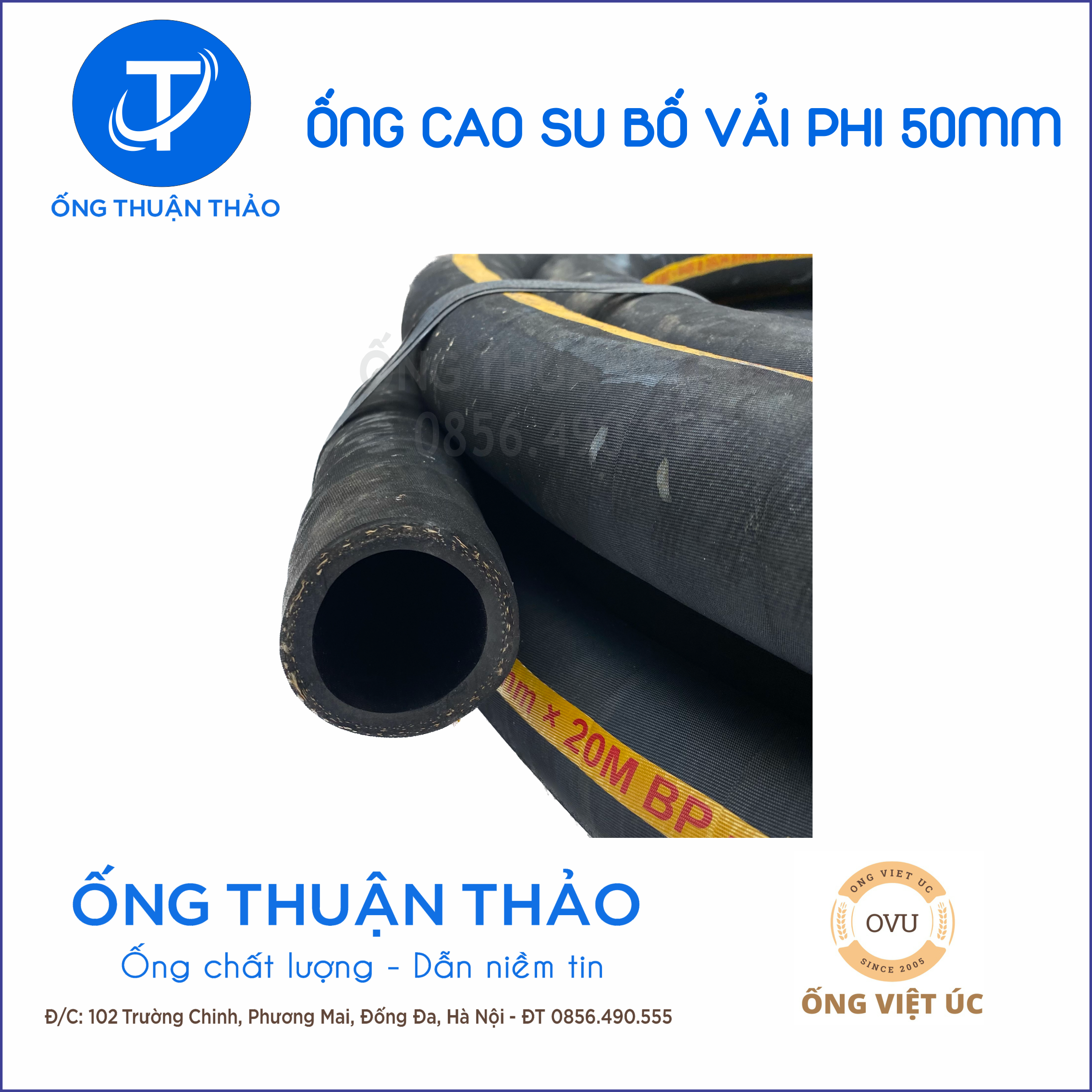 ỐNG Ống Cao Su Bố Vải Phi 50MM CUỘN 20 MÉT Nhập Khẩu - Ống THẢO