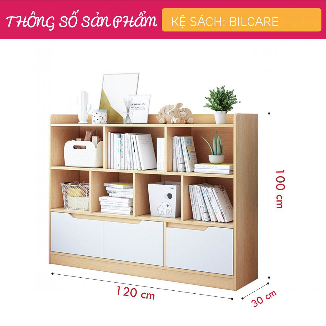 Kệ sách bằng gỗ thiết kế hiện đại SMLIFE Bilcare