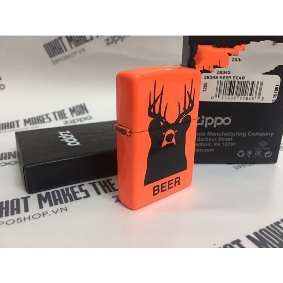 Bật Lửa Zippo Beer Bear Neon Orange Chính Hãng Usa