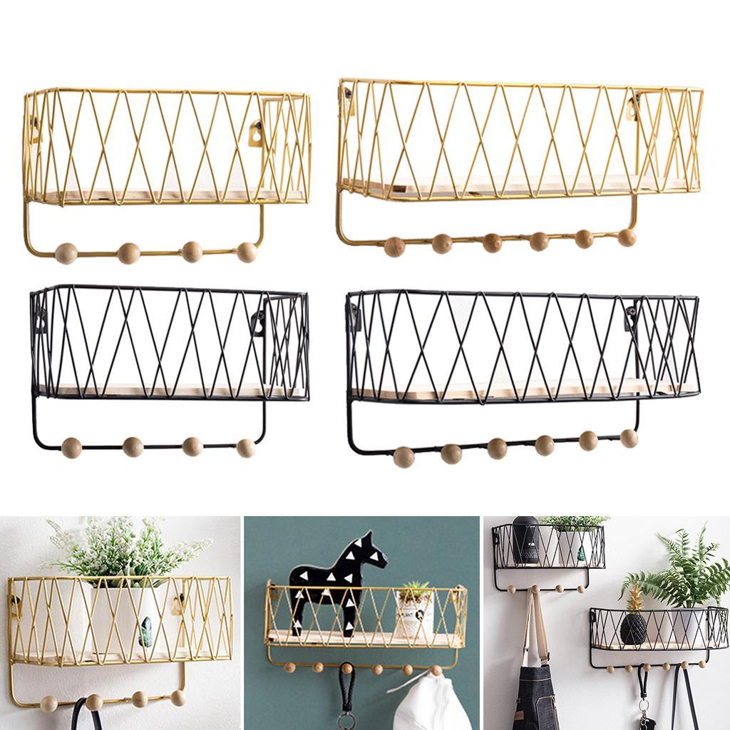 Wall Hanging Key Holder Mail Rack Coat Mail Organizer Basket golden small