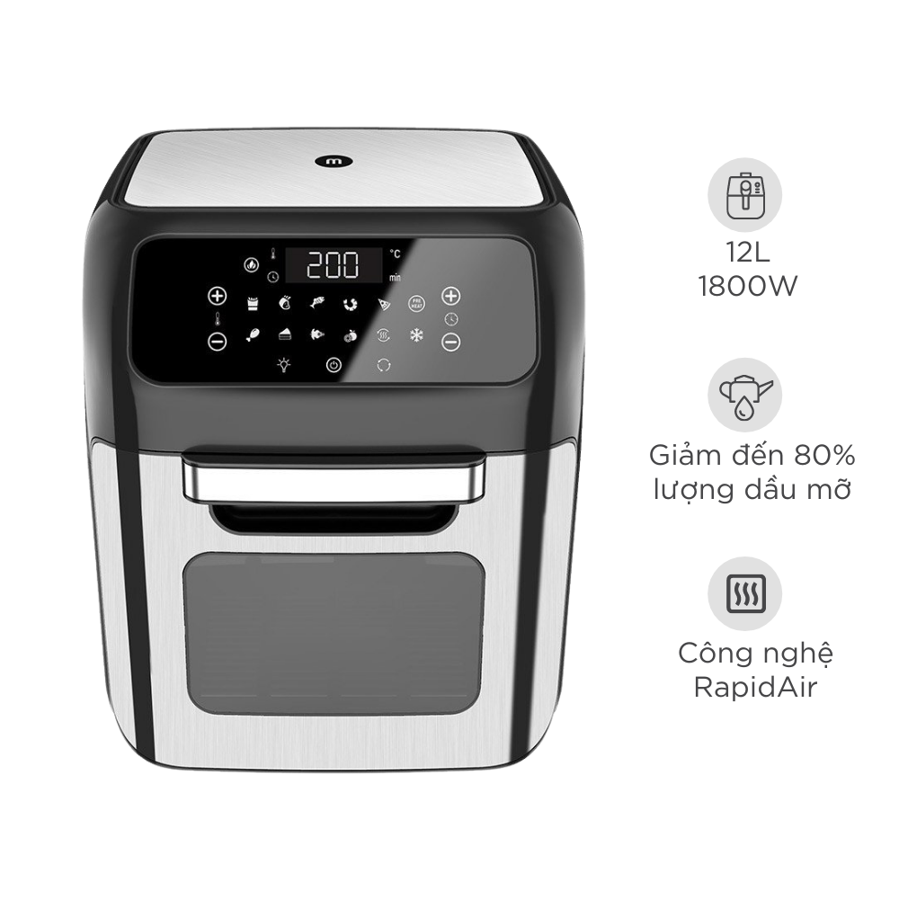 Nồi chiên không dầu 12L điện tử Mishio MK281 - Hàng chính hãng