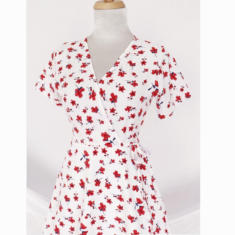 Đầm váy nữ hoa nhí, dáng xoè cổ chữ V xinh xắn, dễ thương RD045