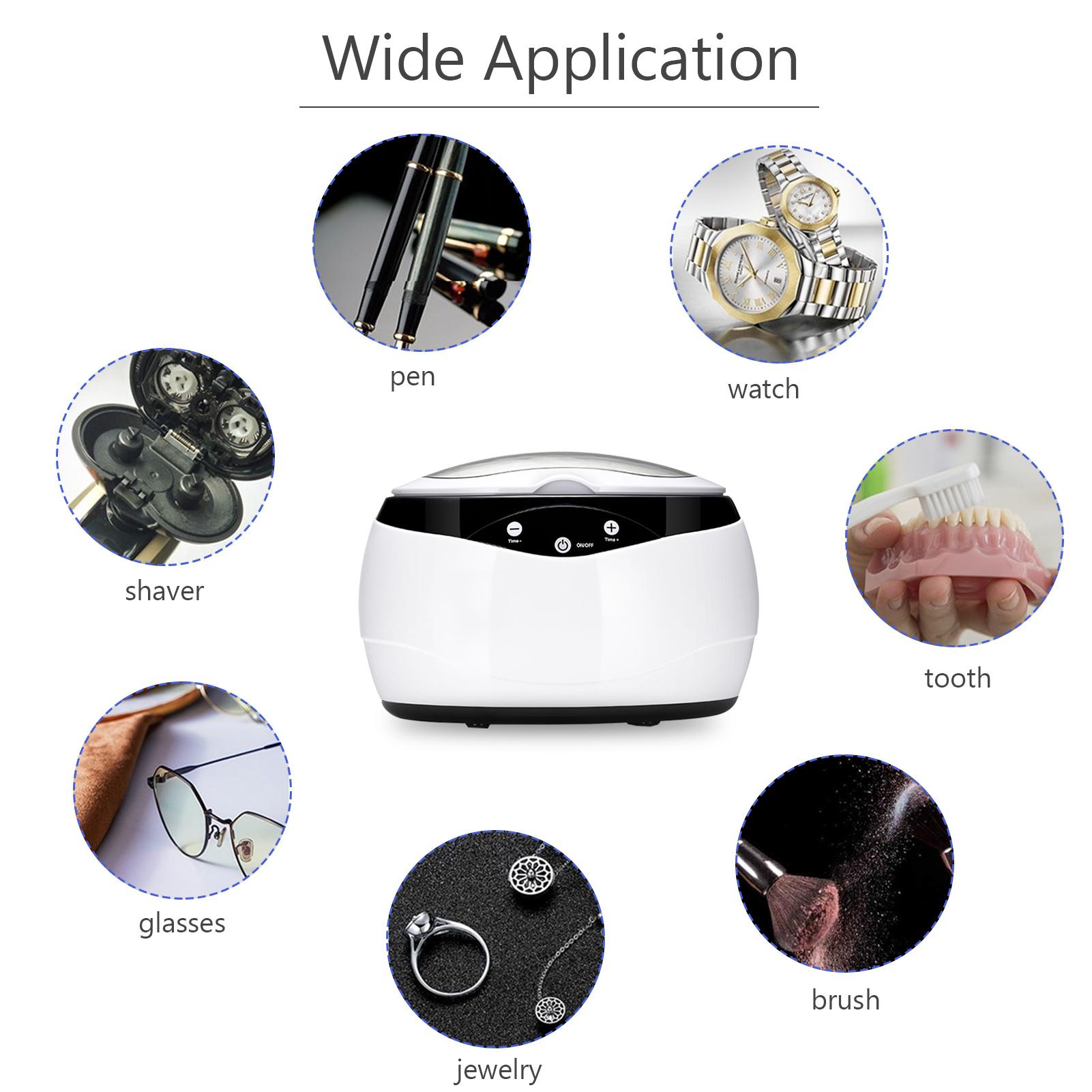 Máy làm sạch phụ kiện như mắt kính, vòng đeo tay, trang sức, vòng cổ,... 42000Hz, rung tần số cao - Đen trắng - Đầu cắm của Hoa Kỳ