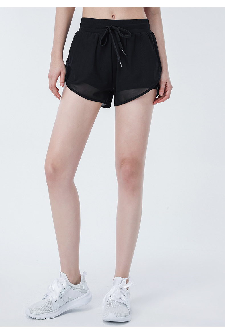 Bộ đồ tập gym nữ thể thao lưới thoáng khí, quần short 2 lớp và áo ngăn tay xẻ lưng thời trang