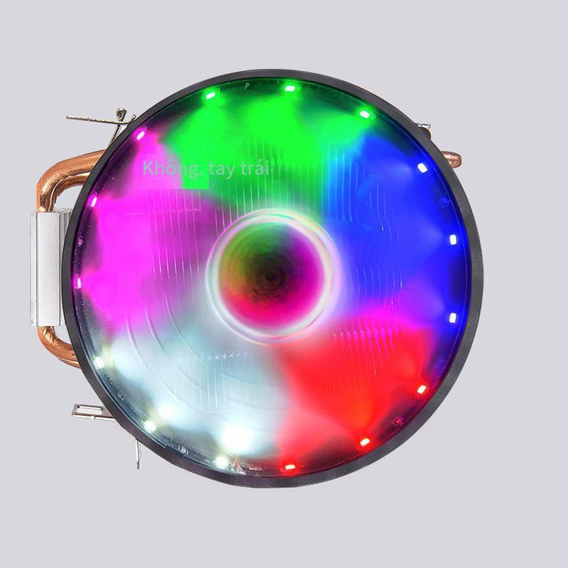 Khuyến mại tản nhiệt CPU máy tính đôi ống đồng im lặng quạt thủy lực 12 đèn LED quạt máy tính để bàn