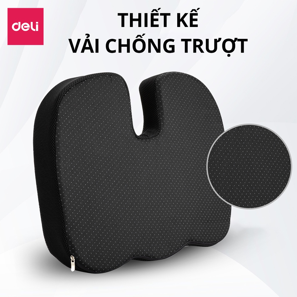 Đệm Lót Lưng Ghế Văn Phòng Deli - Thiết Kế 3D Lưới Thoáng, Ngồi Thiền Giúp Chống Đau Lưng, Đau Xương Cụt, Đau Thần Kinh Tọa Dành Cho Dân Văn Phòng, Lái Xe, Sinh Viên, Người Bị Trĩ - VS750 / VS751