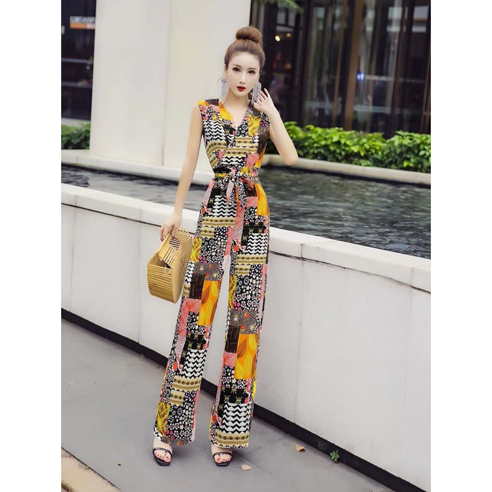 Jumsuit họa tiết hoa form dài