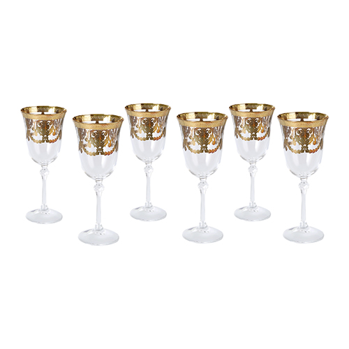 Set 6 ly rượu pha lê mạ vàng 24k nhập khẩu ITALY  Brigitta Veneziano Gold GA Italy CRISTAL  6612