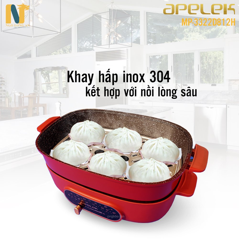 Nồi lẩu điện đa năng APELEK MP-3322D812H 4.5L 1500W - Hàng chính Hãng