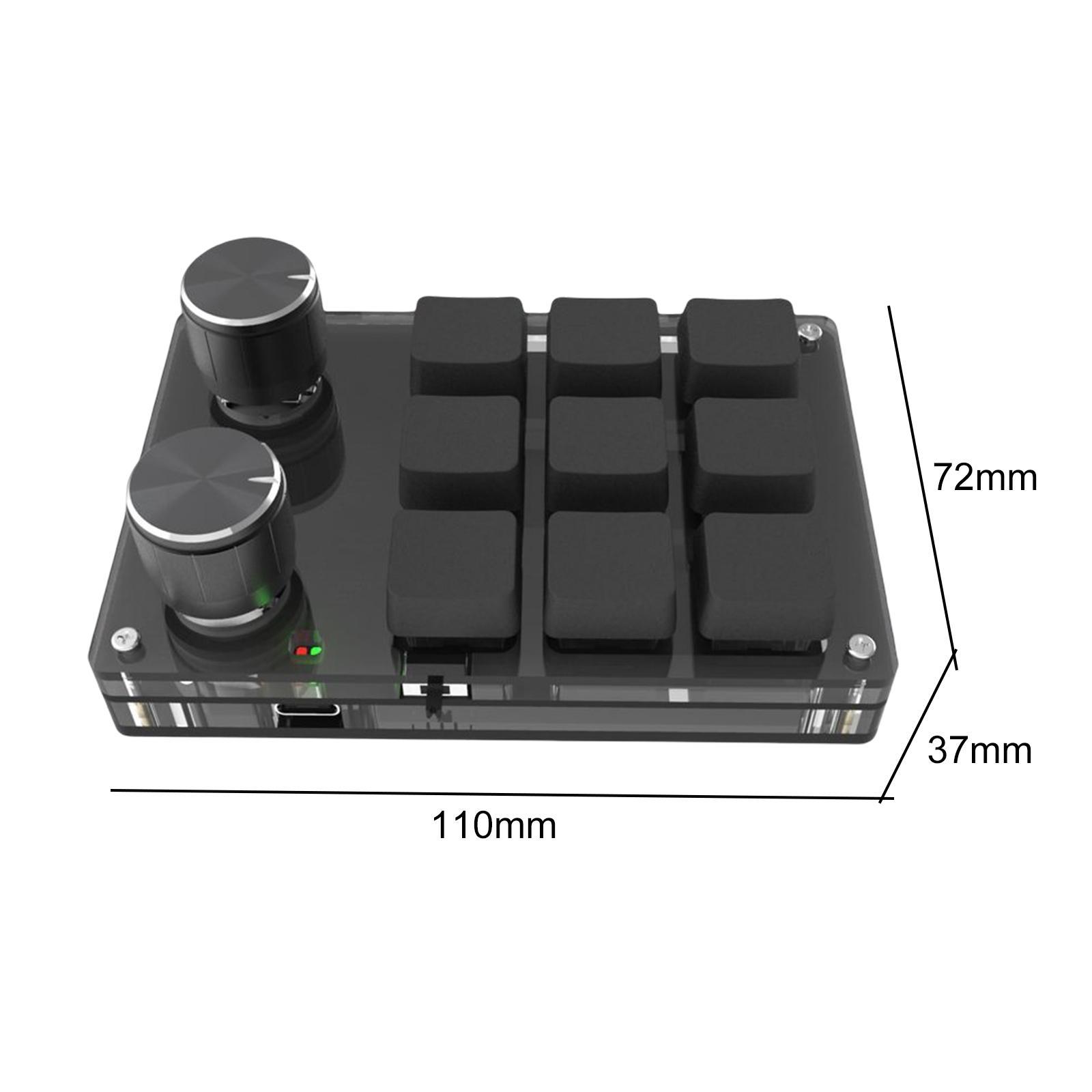 USB Mini 9-Key Gaming Keyboard Programmable 2 Knobs Keypad for Game Working Office PC