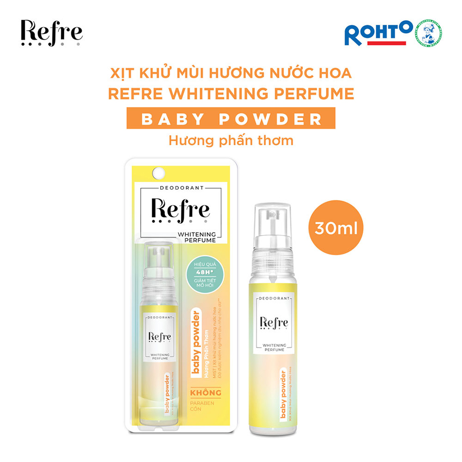Xịt Khử Mùi Dưỡng Trắng Hương Nước Hoa Refre Whitening Baby Powder Hương Phấn Thơm
