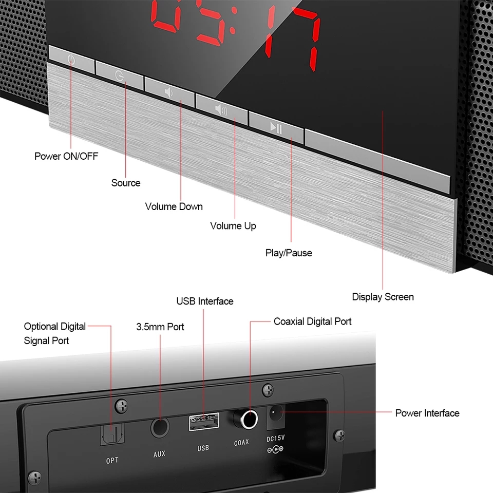 Loa soundbar tivi 3D âm thanh nổi kết nối không dây SR100 PLUS ( hàng nhập khẩu ) có phíc cắm đa năng đi  kèm