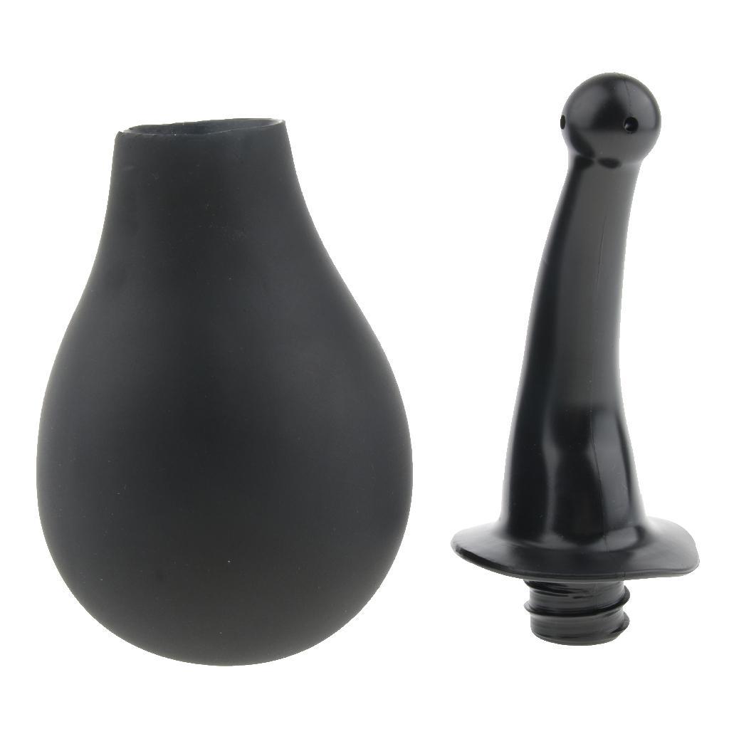 Men Women Enema Bulb Clean Anal Silicone Douche with Nozzle Kit Set Black