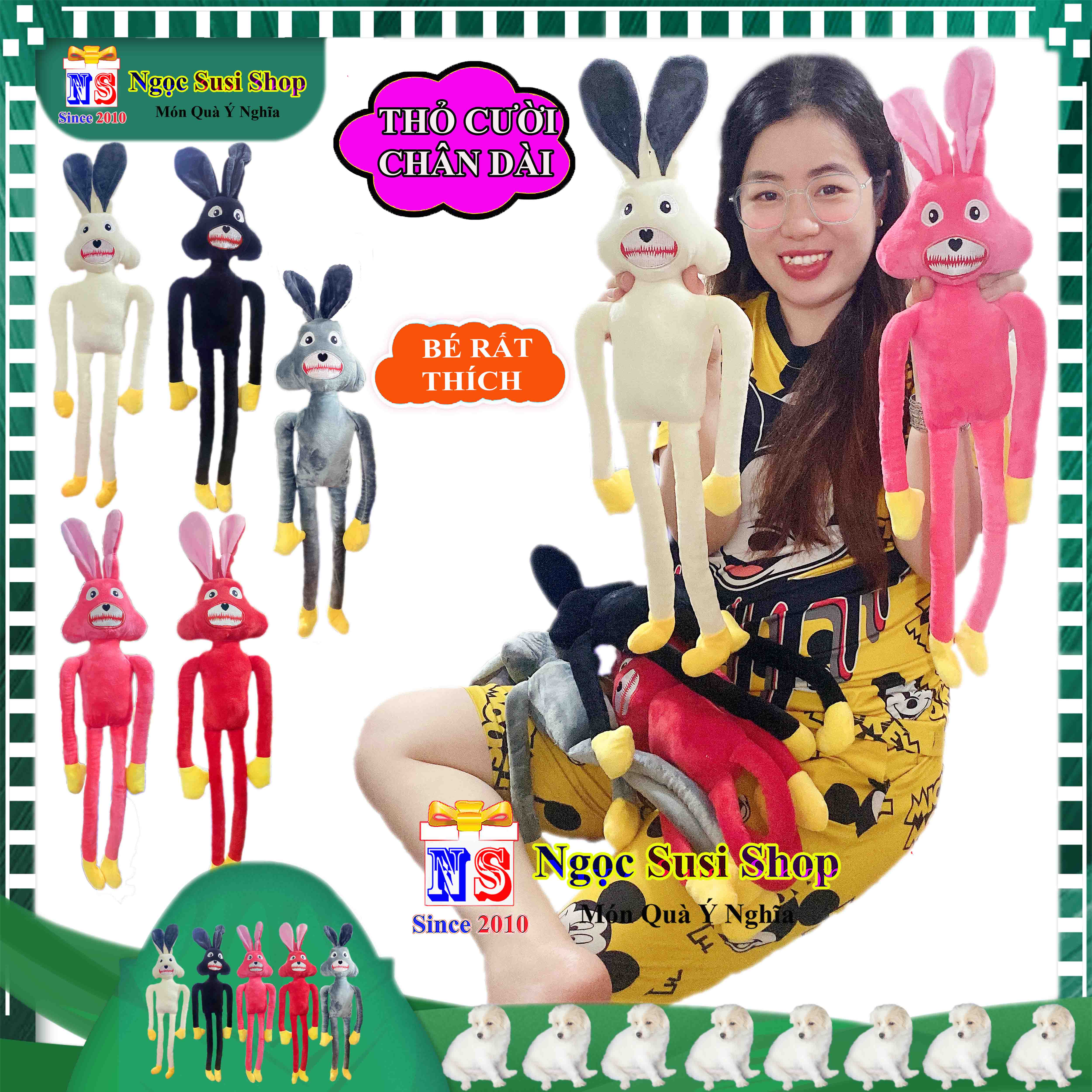 GẤU BÔNG CON THỎ CƯỜI CHÂN DÀI SIÊU MỊN - THÚ BÔNG HÌNH CON THỎ CƯỜI
